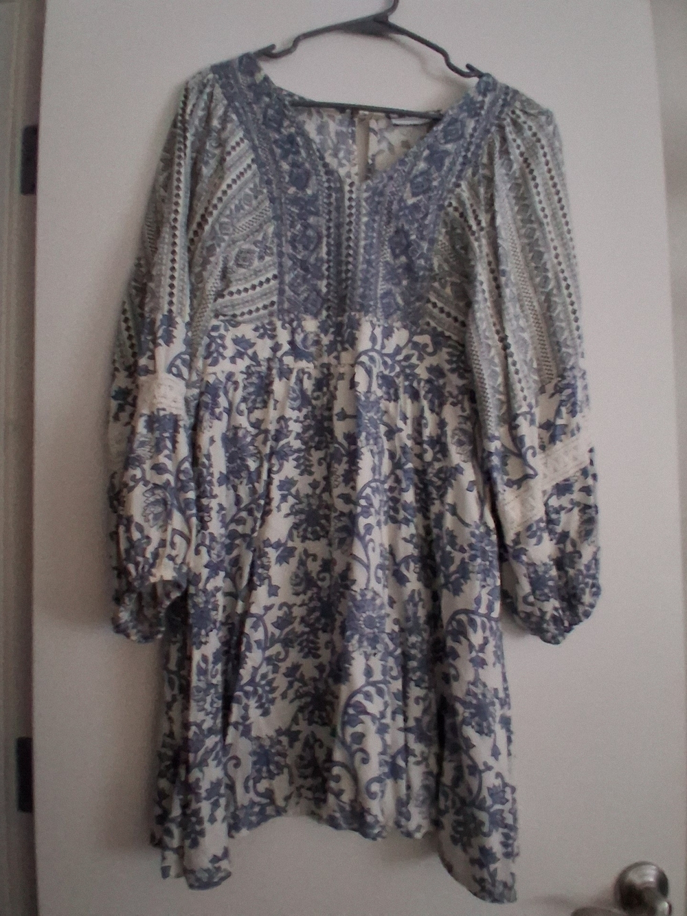 Boho Floral Blue and Cream Girls' Dress